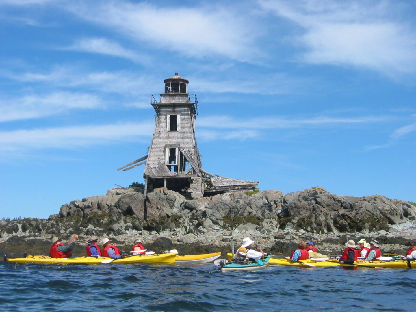 A group of people in kayaks.