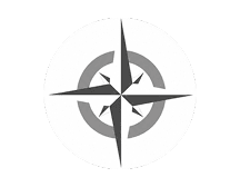 Compass rose on a black and white background.