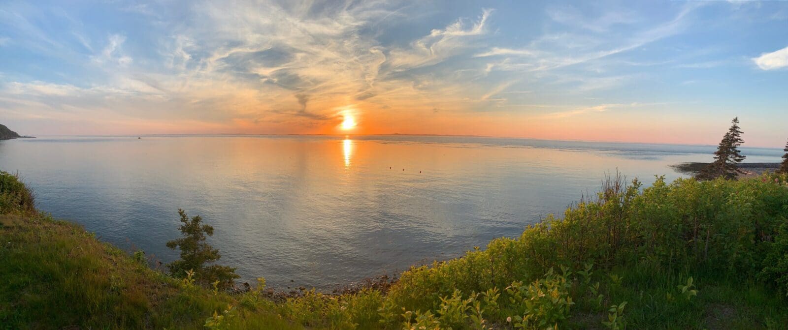 Scenic coastline at sunset